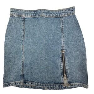 We The Free Denim Mini Skirt Blue Womens Size‎ 6 Zipper Detail Flirty Coquette